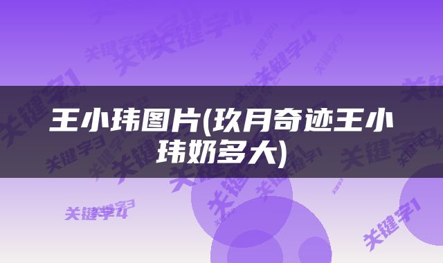 王小玮图片(玖月奇迹王小玮奶多大)