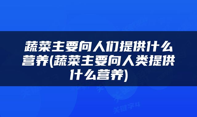 蔬菜主要向人们提供什么营养(蔬菜主要向人类提供什么营养)