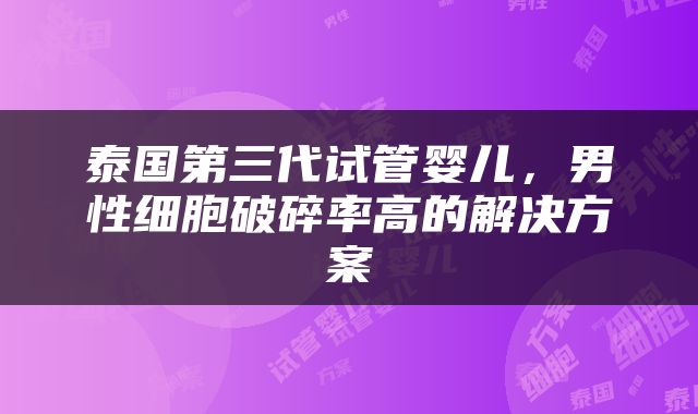 泰国第三代试管婴儿，男性细胞破碎率高的解决方案