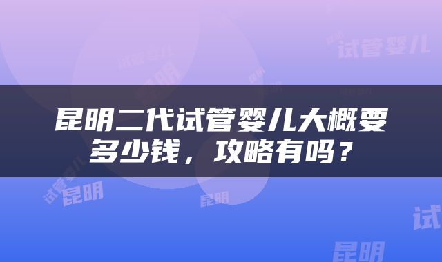 昆明二代试管婴儿大概要多少钱，攻略有吗？