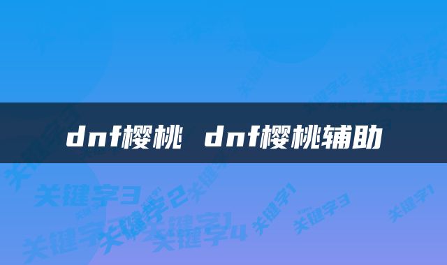 dnf樱桃 dnf樱桃辅助