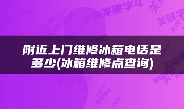 附近上门维修冰箱电话是多少(冰箱维修点查询)
