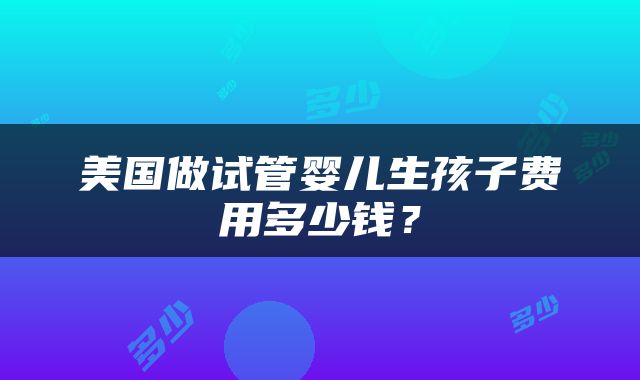 美国做试管婴儿生孩子费用多少钱？