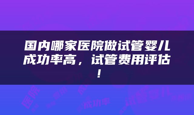 国内哪家医院做试管婴儿成功率高，试管费用评估！