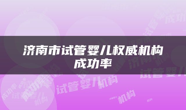 济南市试管婴儿权威机构成功率