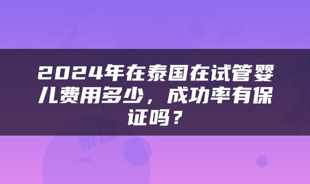 2024年在泰国在试管婴儿费用多少，成功率有保证吗？