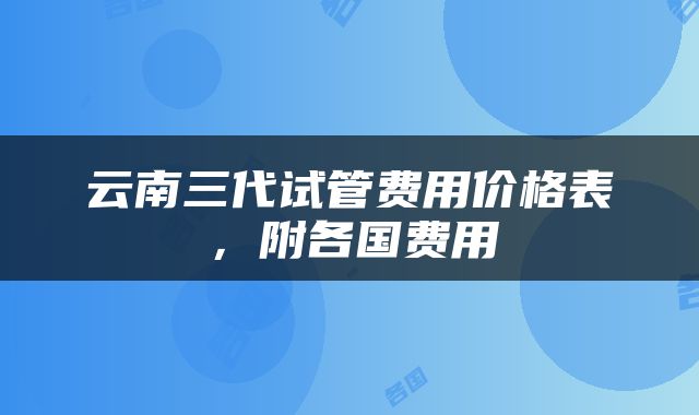云南三代试管费用价格表，附各国费用