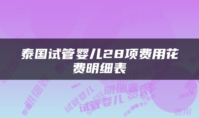 泰国试管婴儿28项费用花费明细表