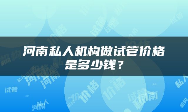 河南私人机构做试管价格是多少钱？