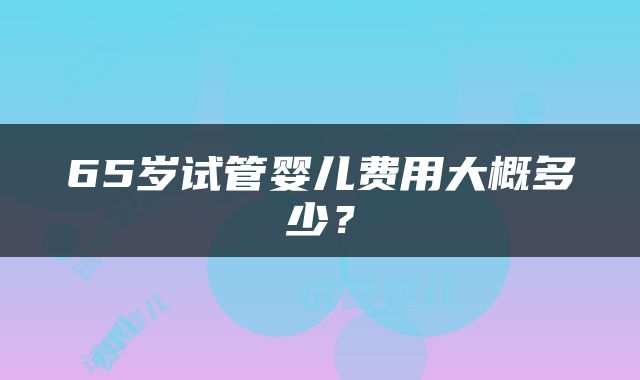 65岁试管婴儿费用大概多少？