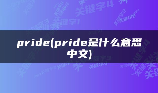 pride(pride是什么意思中文)