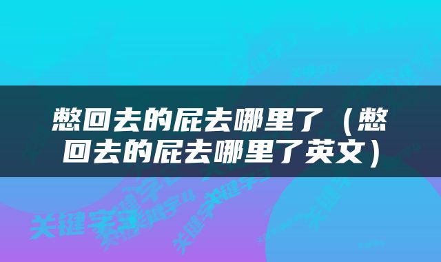 憋回去的屁去哪里了（憋回去的屁去哪里了英文）