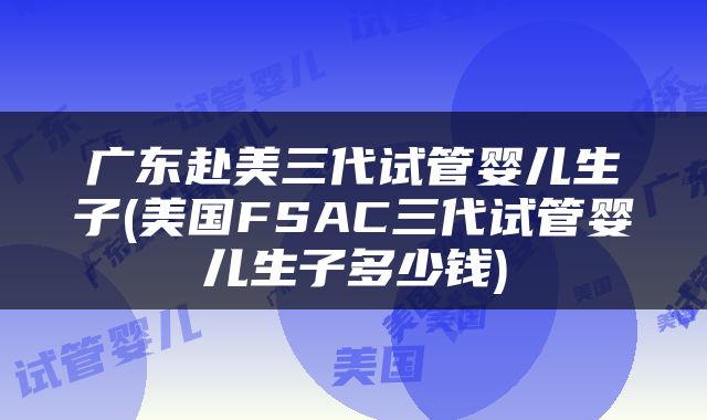 广东赴美三代试管婴儿生子(美国FSAC三代试管婴儿生子多少钱)