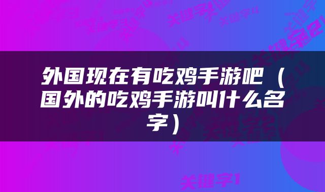 外国现在有吃鸡手游吧（国外的吃鸡手游叫什么名字）