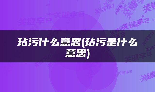 玷污什么意思(玷污是什么意思)