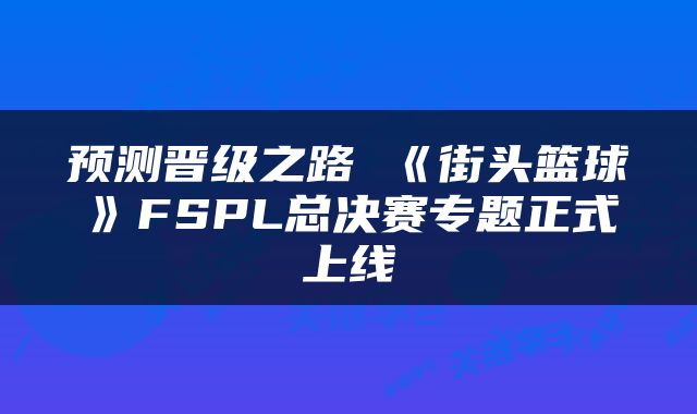 预测晋级之路 《街头篮球》FSPL总决赛专题正式上线