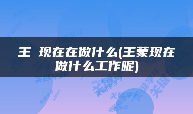 王濛现在在做什么(王蒙现在做什么工作呢)