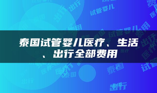 泰国试管婴儿医疗、生活、出行全部费用