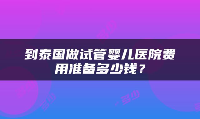 到泰国做试管婴儿医院费用准备多少钱？
