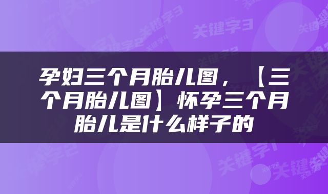 孕妇三个月胎儿图,【三个月胎儿图】怀孕三个月胎儿是什么样子的
