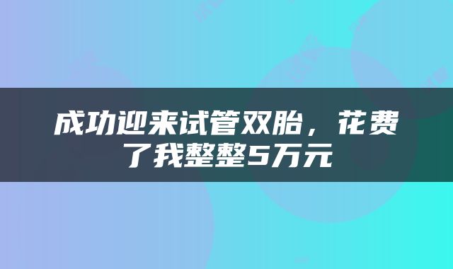 成功迎来试管双胎，花费了我整整5万元