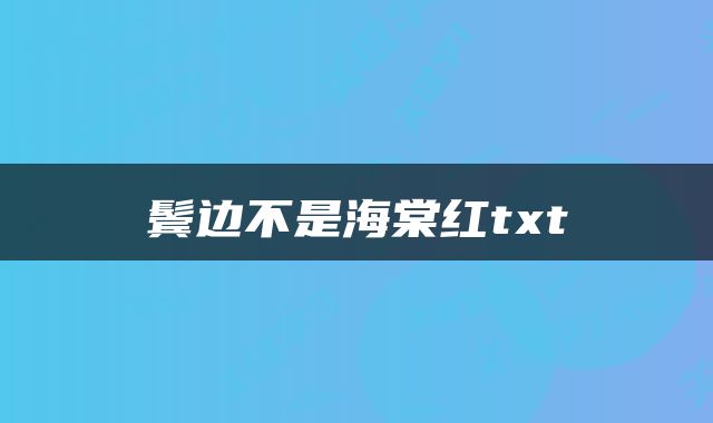 鬓边不是海棠红txt