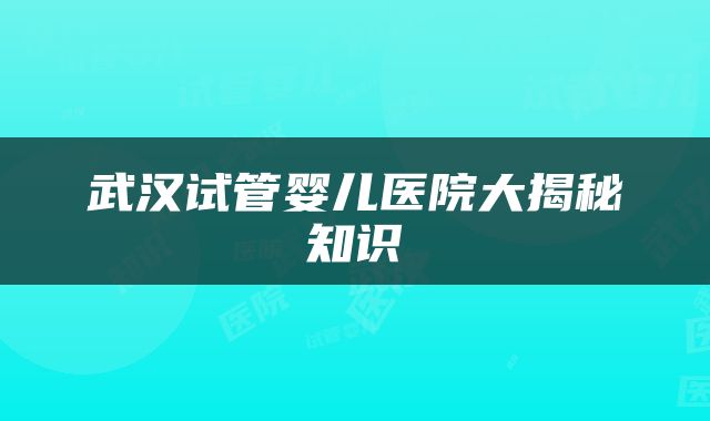 武汉试管婴儿医院大揭秘知识