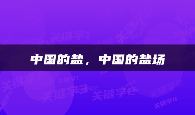 中国的盐，中国的盐场