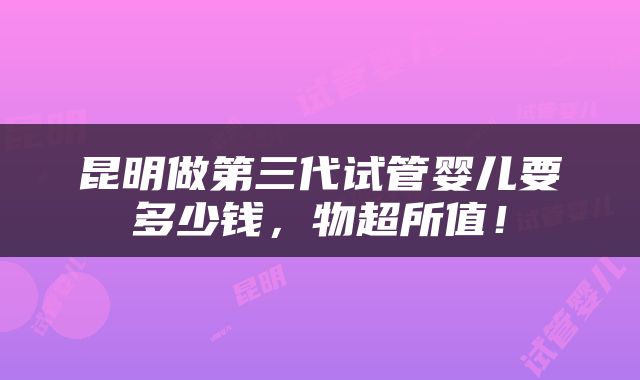昆明做第三代试管婴儿要多少钱，物超所值！