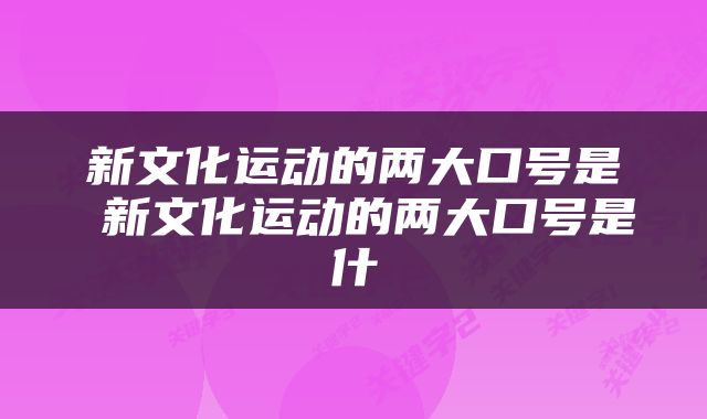 新文化运动的两大口号是 新文化运动的两大口号是什