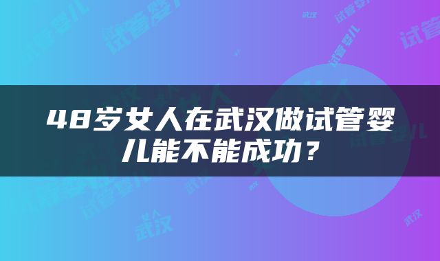48岁女人在武汉做试管婴儿能不能成功？