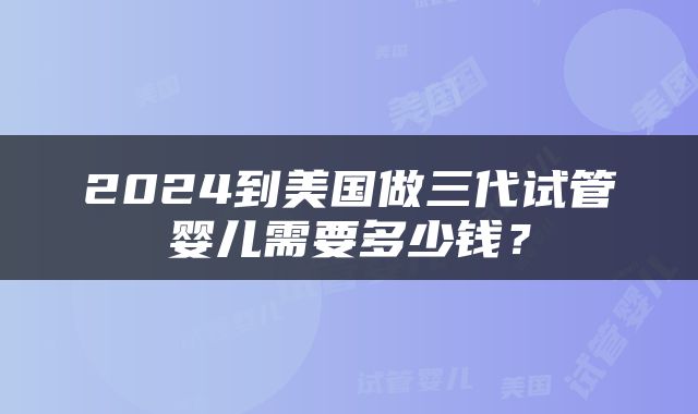 2024到美国做三代试管婴儿需要多少钱？