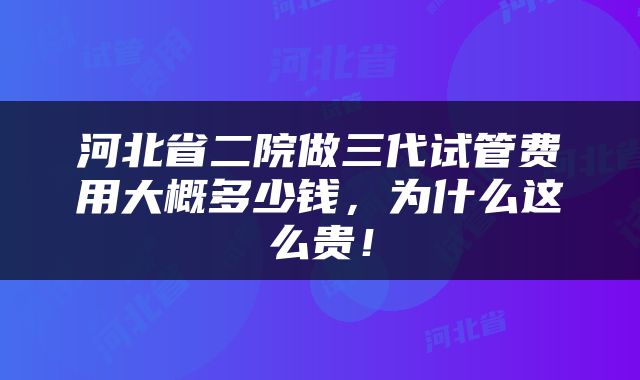 河北省二院做三代试管费用大概多少钱，为什么这么贵！
