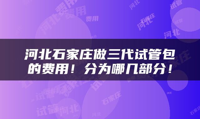 河北石家庄做三代试管包的费用！分为哪几部分！