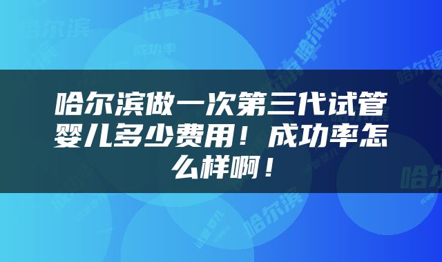 哈尔滨做一次第三代试管婴儿多少费用！成功率怎么样啊！