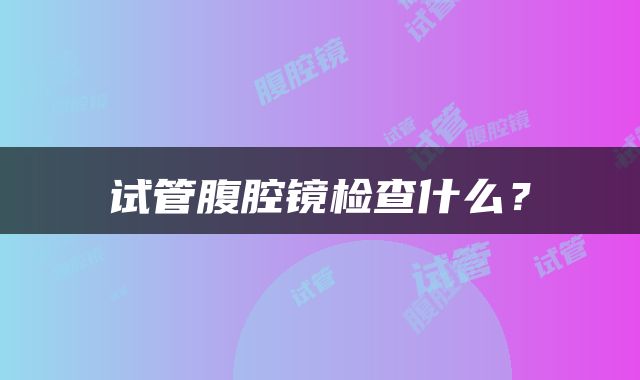 试管腹腔镜检查什么？