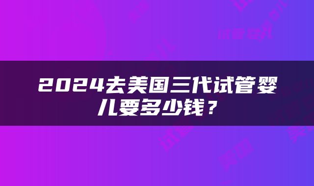 2024去美国三代试管婴儿要多少钱？