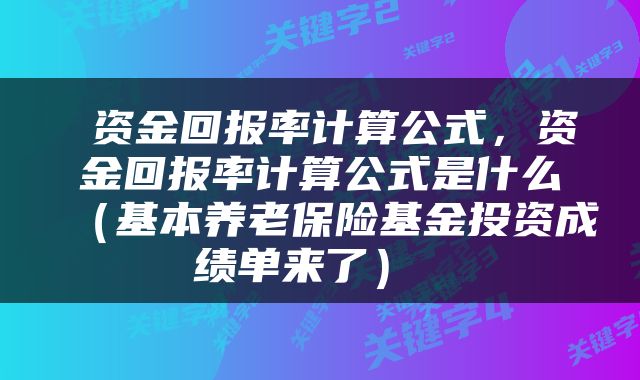  资金回报率计算公式，资金回报率计算公式是什么（基本养老保险基金投资成绩单来了） 