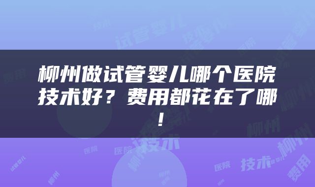 柳州做试管婴儿哪个医院技术好？费用都花在了哪！