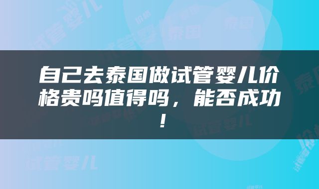 自己去泰国做试管婴儿价格贵吗值得吗，能否成功！