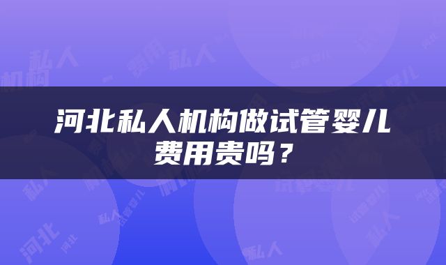 河北私人机构做试管婴儿费用贵吗？