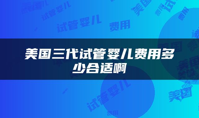 美国三代试管婴儿费用多少合适啊