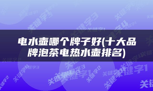 电水壶哪个牌子好(十大品牌泡茶电热水壶排名)