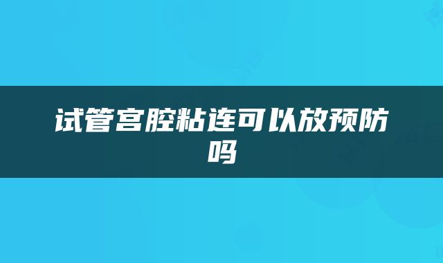 试管宫腔粘连可以放预防吗