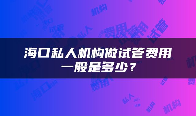 海口私人机构做试管费用一般是多少？