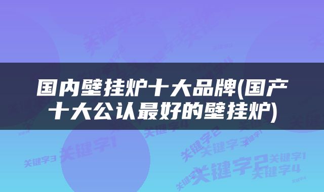 国内壁挂炉十大品牌(国产十大公认最好的壁挂炉)