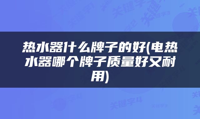 热水器什么牌子的好(电热水器哪个牌子质量好又耐用)