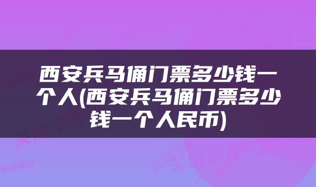 西安兵马俑门票多少钱一个人(西安兵马俑门票多少钱一个人民币)