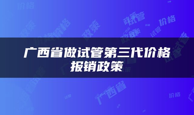 广西省做试管第三代价格报销政策