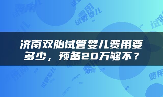 济南双胎试管婴儿费用要多少，预备20万够不？